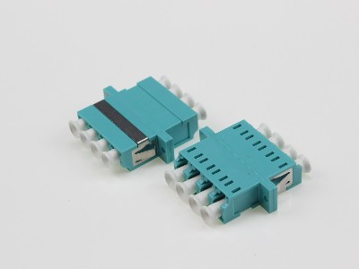 電信級(jí) LC OM3 4聯(lián) 有耳光纖適配器，法蘭