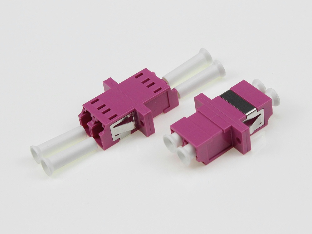 電信級 LC OM4 DX 有耳光纖適配器，法蘭盤